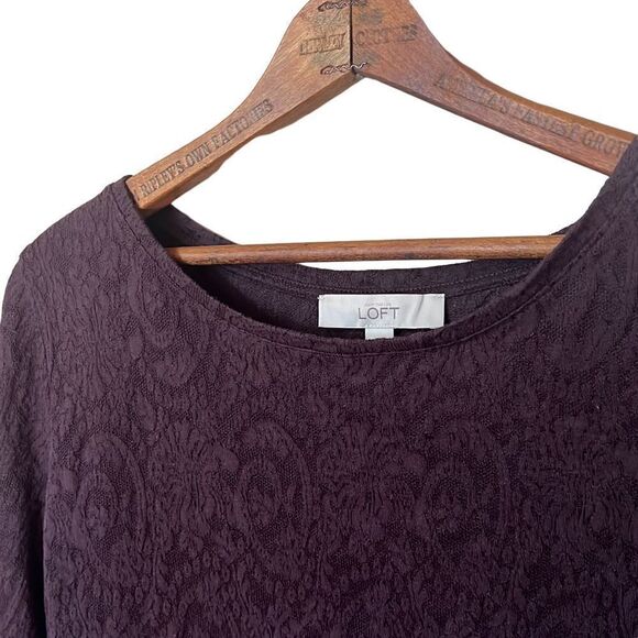 LOFT Cotton Blend Scoop Neck Lacey Semi Sheer Top - Picture 4 of 7